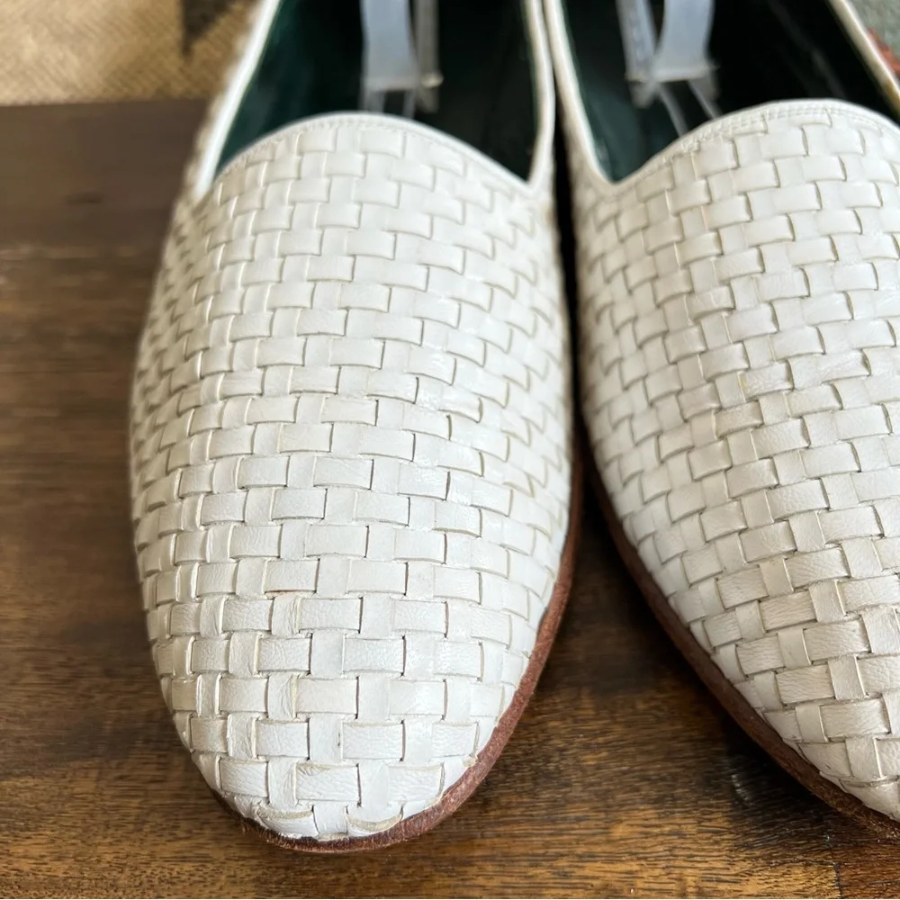 GUCCI Rare Vintage White Woven Leather Loafers IT/EU46.5 US13